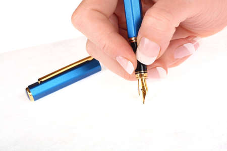 Close-up of a fountain pen isolated over a white background