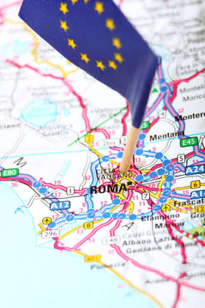 Close up of a road map of Romaの写真素材
