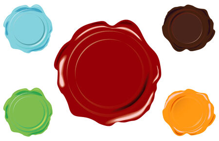 5 color vector wax seal on white backgroundのイラスト素材