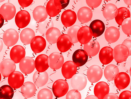Celebration or birthday Party pink and red balloons backgroundの写真素材