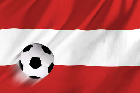 soccer ball on background of the flag Austriaの写真素材