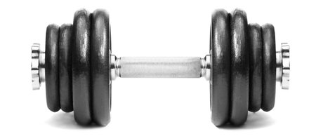 Big dumbbell isolated over a white background.の写真素材