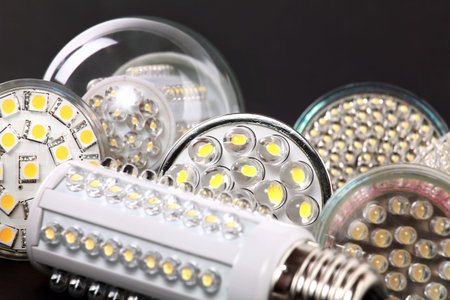 Newest LED light bulb on black background