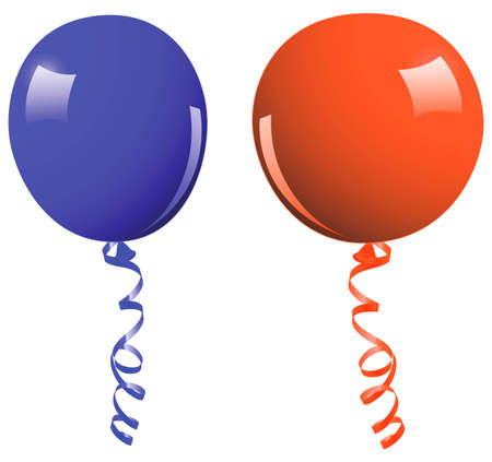 Blue and orange balloon - vectorのイラスト素材