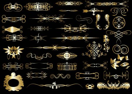 set of calligraphic design elementsのイラスト素材