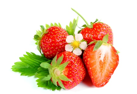 Fresh ripe strawberry on white background - close upの写真素材