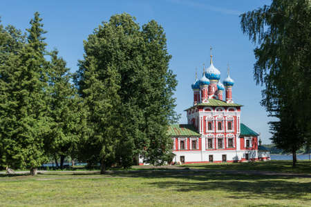 The church on the river shoreの写真素材