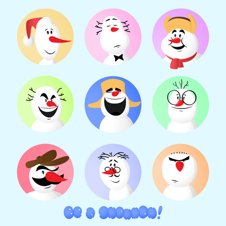 Be a Snowman! avatar faces set expressing different types of menの写真素材