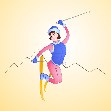 Young woman in pink makes free style jumpのイラスト素材