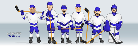 ice hockey players team standing posingのイラスト素材