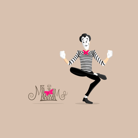 A Mime performing a pantomime called reading a newspaperのイラスト素材