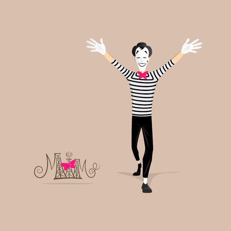 A Mime performing a pantomime called open armsのイラスト素材