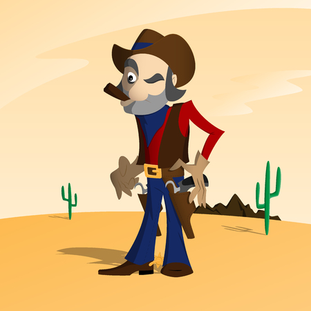 Cowboy getting ready to shootのイラスト素材