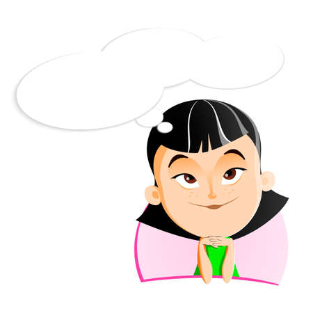 An asian girl face expressionのイラスト素材