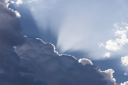 Sun rays burst through clouds. Willamette Vally, Oregon.