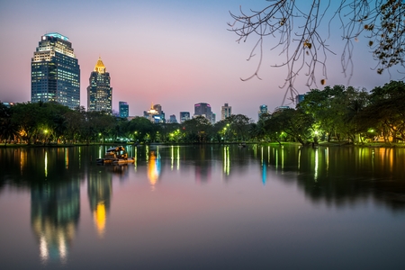Bangkok downtown city at nightの写真素材