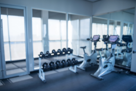 Modern fitness center abstract blur backgroundの写真素材