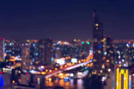Abstract bokeh Bangkok city night lightの写真素材
