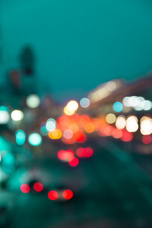 Abstract blur light car on the road traffic in twilight evening backgroundの写真素材