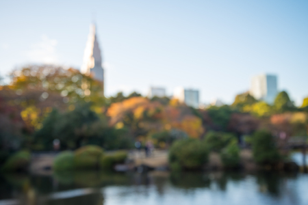 Abstract blur city park autumn season bokeh backgroundの写真素材