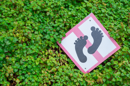 Please do not step in plants signの写真素材