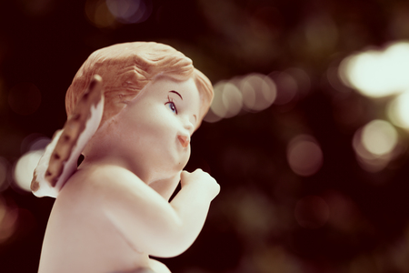 Angelic cupid statue - vintage retro effect style pictureの写真素材