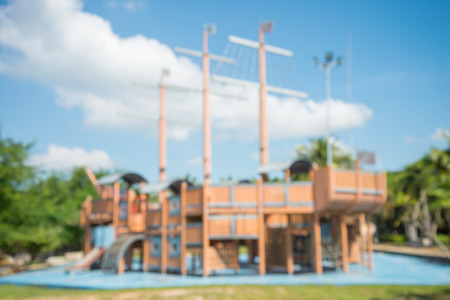 Abstract blur seaside children playground in city park backgroundの写真素材