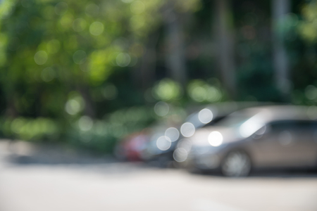 Abstract blur outdoor car parking lot bokeh backgroundの写真素材