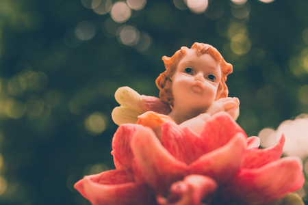 Angelic cupid statue - vintage retro effect style pictureの写真素材