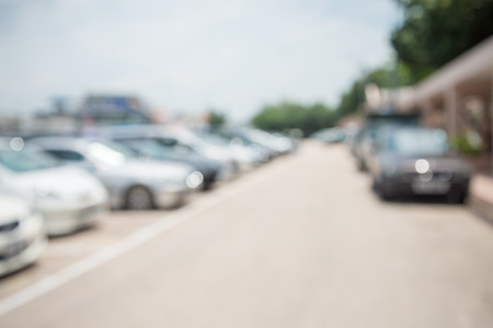Abstract blur outdoor car parking lot in travel place bokeh backgroundの写真素材