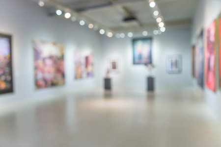 Abstract blur contemporary art gallery backgroundの写真素材