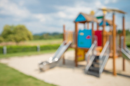 Abstract blur outdoor children playground backgroundの写真素材