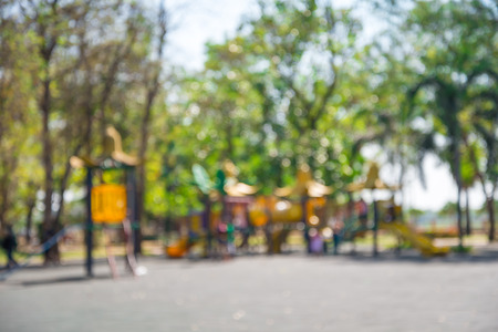 Abstract blur children playground in city park background in sunny dayの写真素材