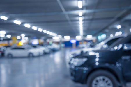 Abstract blurred car in parking background - Color tone effectの写真素材