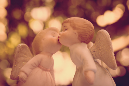 Cute angelic cupid statue valentine day - Vintage style pictureの写真素材