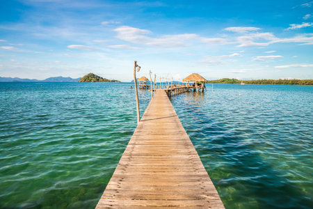 Beautiful pavilion in tropical island beach - Koh Mak, Trat Thailandの写真素材