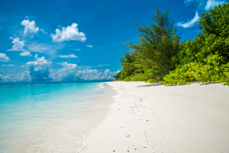 Sea beach blue sky and white sand in Koh Tachai island Thailandの写真素材