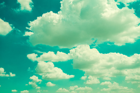 Blue sky with cloud - Vintage filter effectの写真素材