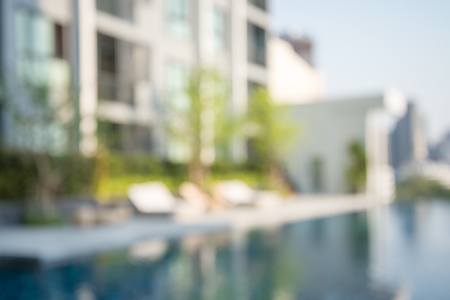 Abstract blur outdoor swimming pool backgroundの写真素材