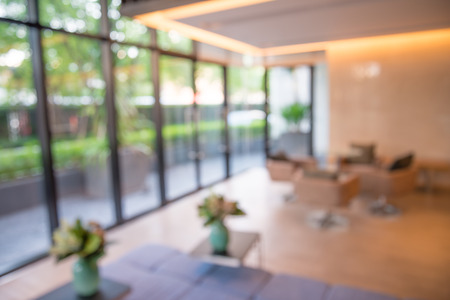 Abstract blurred background sofa in hotel luxury lobbyの写真素材