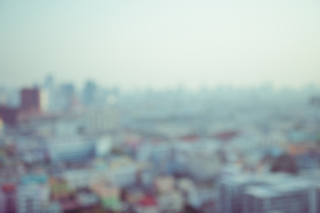 Abstract blur Bangkok cityscape background - Retro filter effectの写真素材