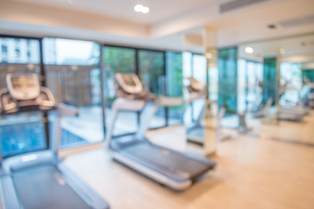 Modern luxury fitness training center abstract blur backgroundの写真素材
