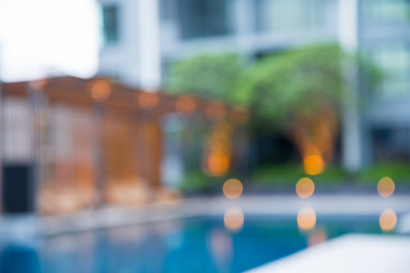 Abstract blur luxury outdoor swimming pool backgroundの写真素材
