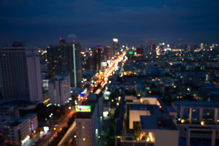 Defocused cityscape at night light backgroundの写真素材