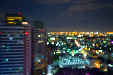 Defocused cityscape at night light backgroundの写真素材