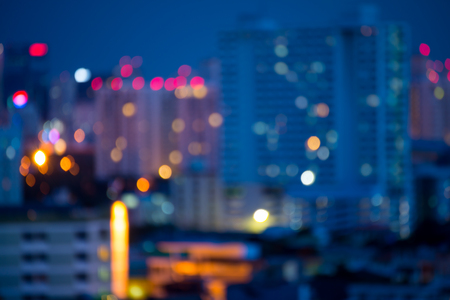 Defocused cityscape at night light backgroundの写真素材