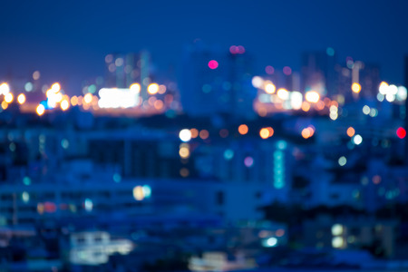 Defocused cityscape at night light backgroundの写真素材