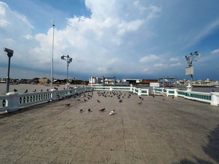 Wat Kalayanamitr port with pigeonsの写真素材