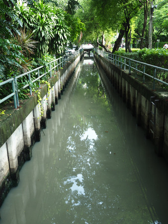 waste water in a canal in Bangkokの写真素材