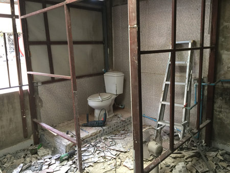broken old toilet before renovateの写真素材